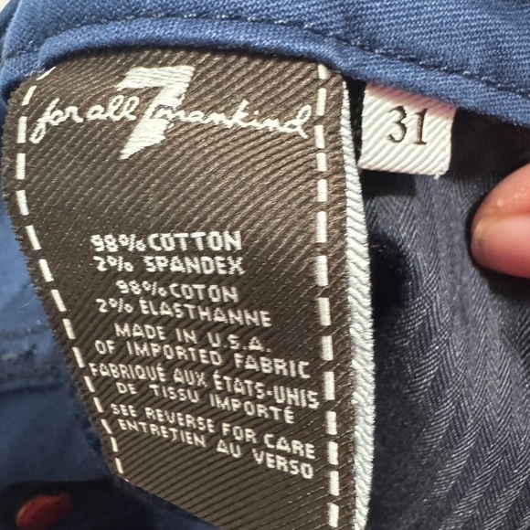 7 For All Mankind Wax Coated Skinny Jeans Blue - Picture 4 of 10